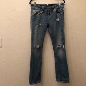 Vigoss Slim boot distressed blue jeans size 7/8